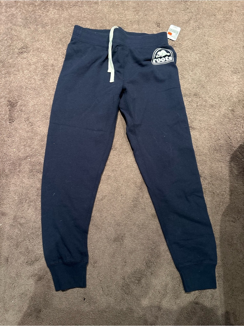 Roots Navy Blue Women's Jogger Pants with White Drawstring
